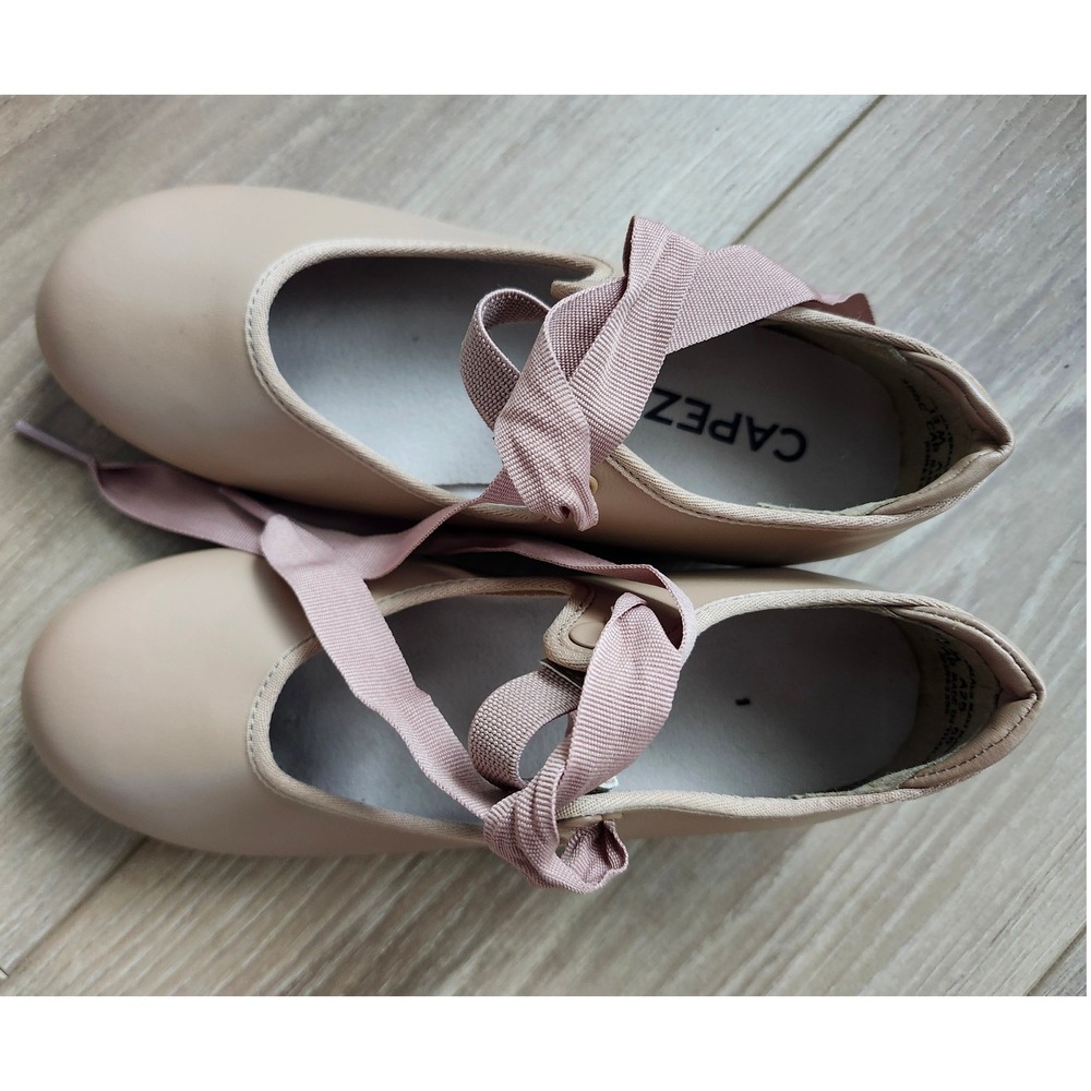 Capezio Mary Jane Tap Shoes Caramel Tan Tele‎ Tone Taps 3800 Kids Size 13M - Picture 5 of 12